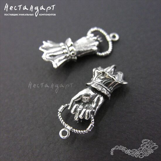 Коннектор Gothic Hand with ring Sterling Silver 25 мм, изображение 5