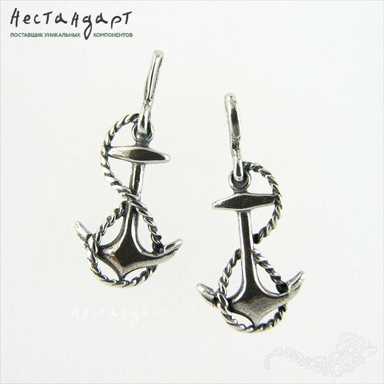 Подвеска-коннектор Nautical Anchor Sterling Silver 24 мм