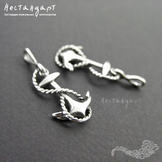 Подвеска-коннектор Nautical Anchor Sterling Silver 24 мм, изображение 3
