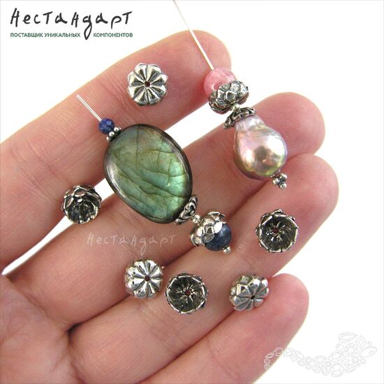 Чашечки для бусин Griffon Sterling Silver 8,5х4 мм, изображение 2