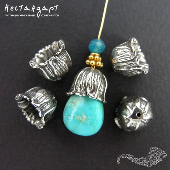 Чашечки для бусин Bluebell Sterling Silver 10х8 мм, изображение 4