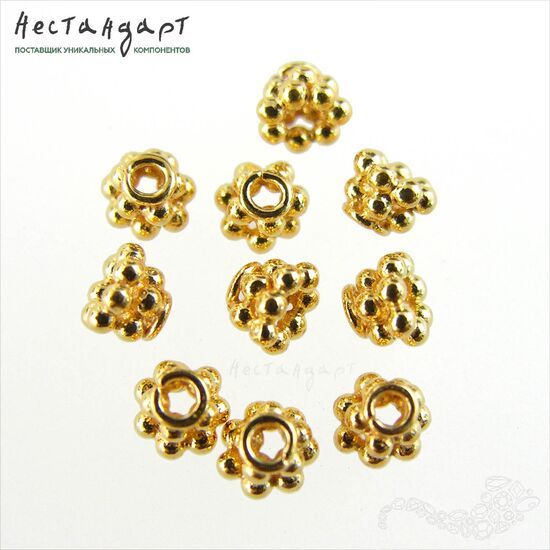 Чашечки для бусин Daisy Vermeil Sterling Silver 4,5х3,5 мм, изображение 2