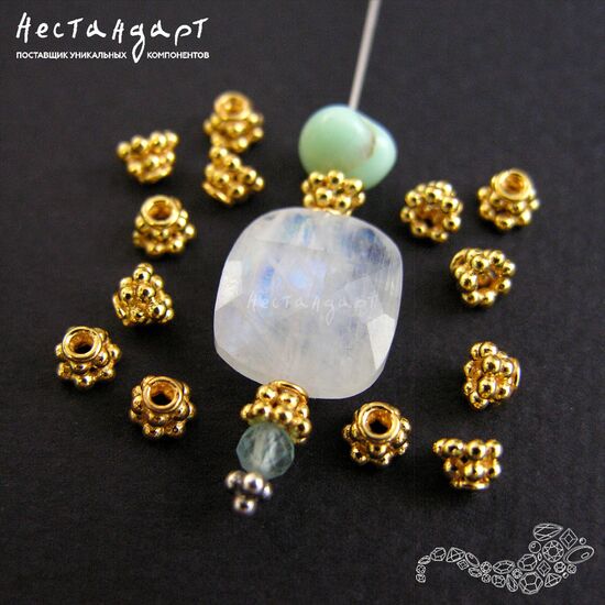 Чашечки для бусин Daisy Vermeil Sterling Silver 4,5х3,5 мм, изображение 3