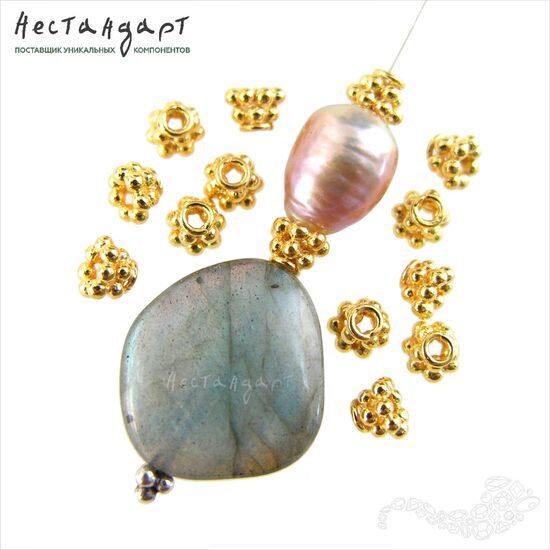 Чашечки для бусин Daisy Vermeil Sterling Silver 4,5х3,5 мм, изображение 4