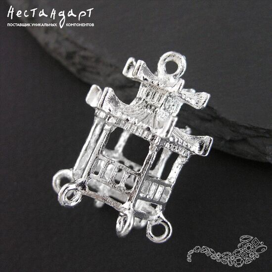 Коннектор-подвеска Pagoda Silver Plated 30 мм, изображение 3