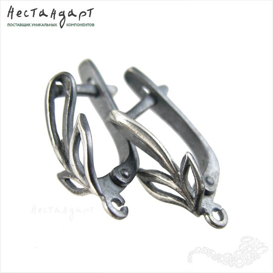 Швензы Branch Patina Black Sterling Silver 16х6 мм (пара)