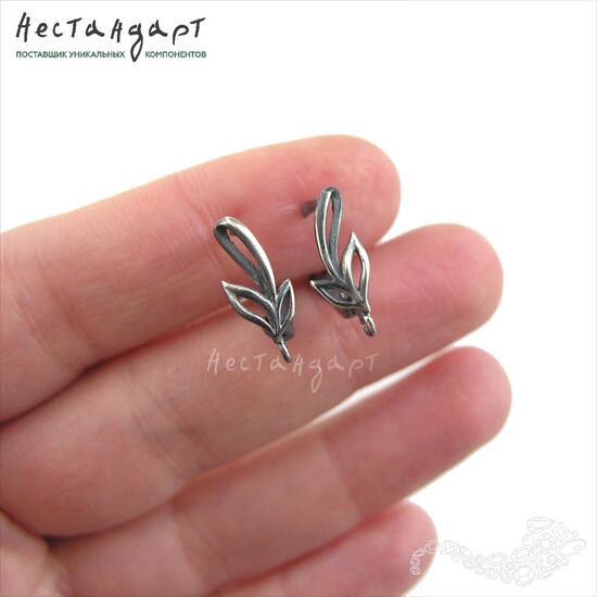 Швензы Branch Patina Black Sterling Silver 16х6 мм (пара), изображение 2