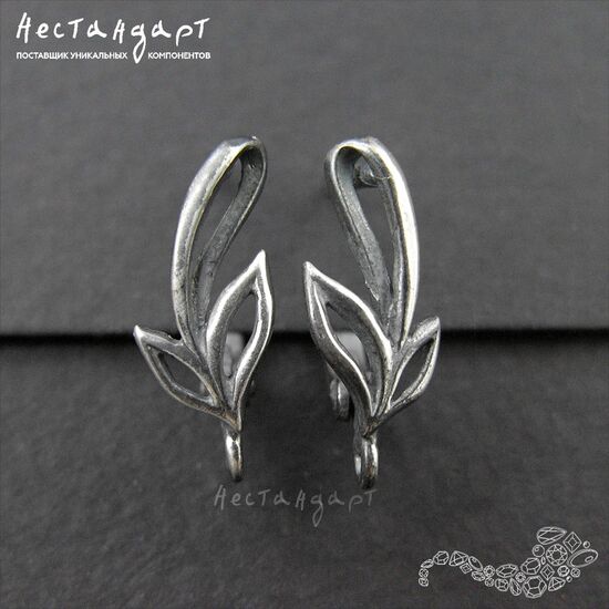 Швензы Branch Patina Black Sterling Silver 16х6 мм (пара), изображение 3