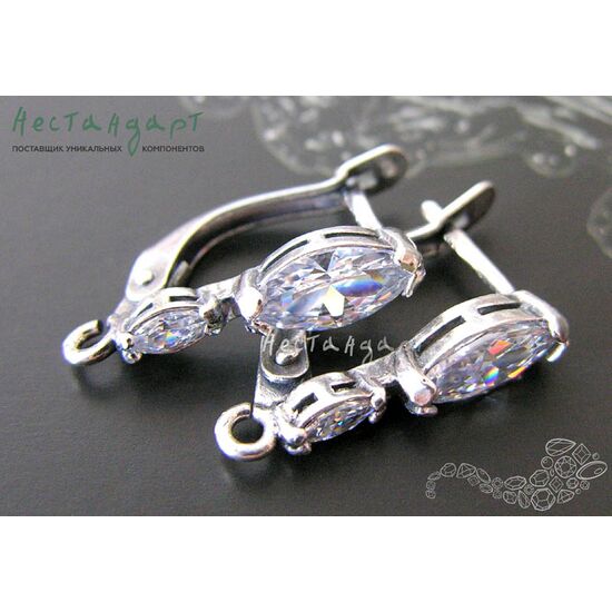 Швензы Marquis Crystal Fianit Silver Plated 21х14 мм (пара)