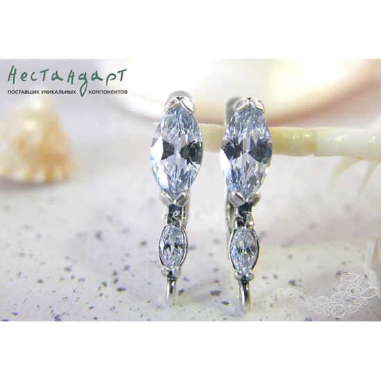 Швензы Marquis Crystal Fianit Silver Plated 21х14 мм (пара), изображение 2