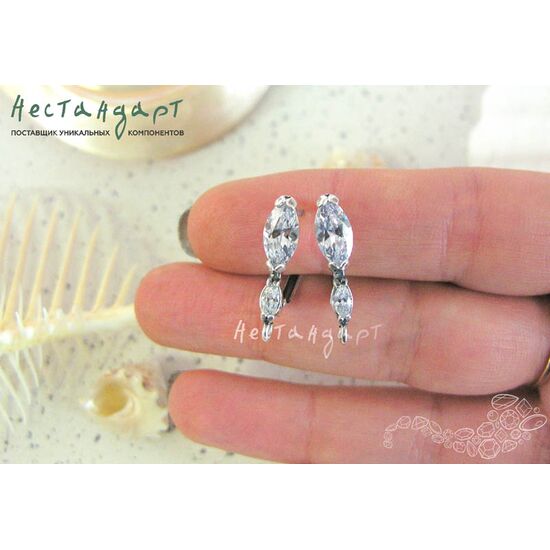 Швензы Marquis Crystal Fianit Silver Plated 21х14 мм (пара), изображение 3