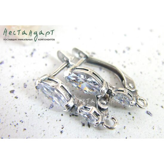 Швензы Marquis Crystal Fianit Silver Plated 21х14 мм (пара), изображение 4