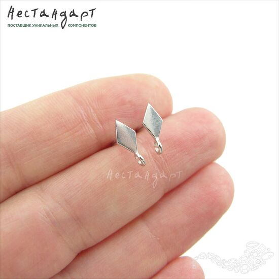 Швензы-пусеты Rhombus Sterling Silver 11 мм (пара), изображение 2