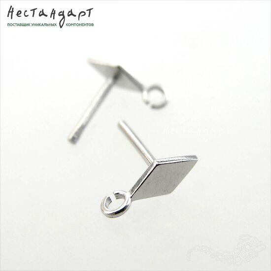 Швензы-пусеты Rhombus Sterling Silver 11 мм (пара), изображение 3