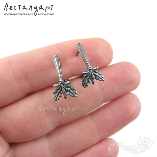 Швензы Oak Patina Black Sterling Silver 17х9 мм (пара), изображение 2