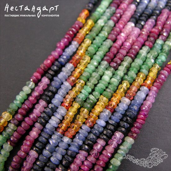 Корунд, берилл натуральный Сomposition рондель 2,5-4 мм (нить 5 см), изображение 2