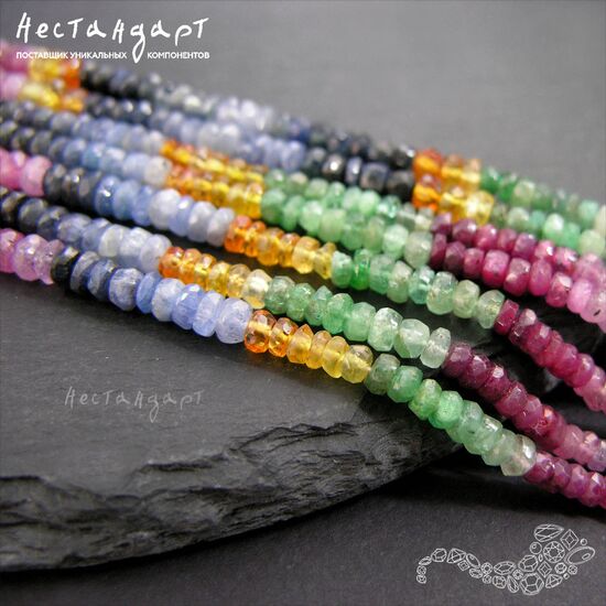 Корунд, берилл натуральный Сomposition рондель 2,5-4 мм (нить 5 см), изображение 4