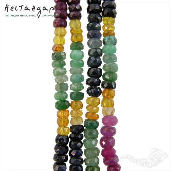 Корунд, берилл натуральный Сomposition рондель 4-6 мм (нить 5 см), изображение 4