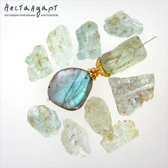 Аквамарин натуральный необработанный Nuggets 14-15 мм, изображение 3