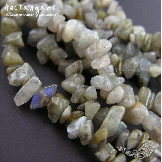 Лабрадор натуральный галтовка 5-10 мм (нить 20 см), изображение 3