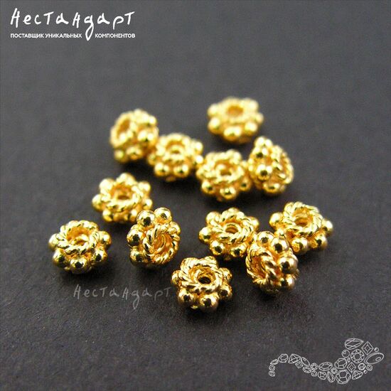 Бусина Granulato Vermeil Sterling Silver 4х3 мм, изображение 3