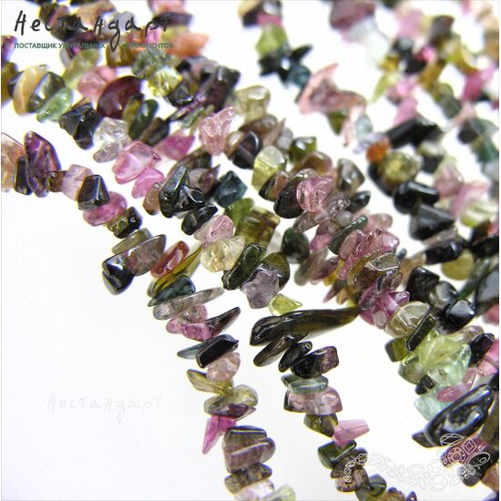 Турмалин натуральный галтовка 4-10 мм (нить 20 см), изображение 2