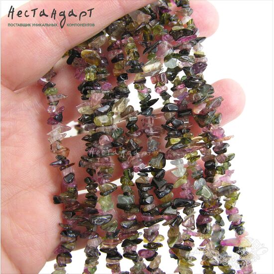 Турмалин натуральный галтовка 4-10 мм (нить 20 см), изображение 3