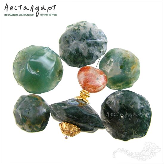 Халцедон натуральный моховый Moss Disc 17-19 мм, изображение 2