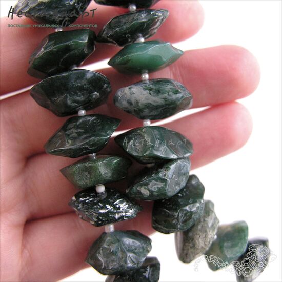 Халцедон натуральный моховый Moss Disc 17-19 мм, изображение 3