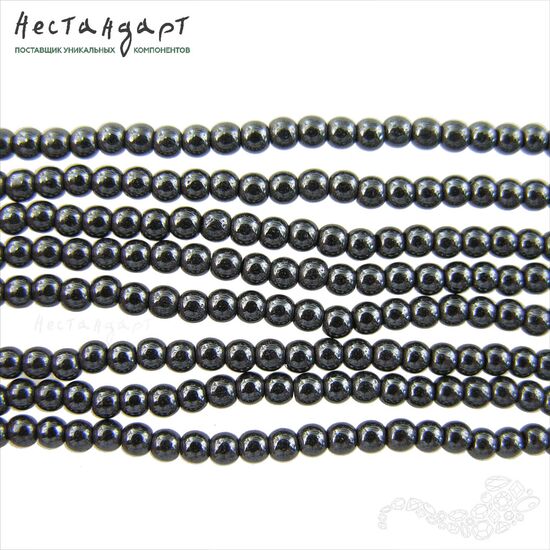 Гематит гладкий 2,5 мм (нить 10 см), изображение 3