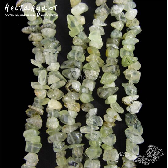 Пренит натуральный галтовка 6-14 мм (нить 20 см), изображение 3