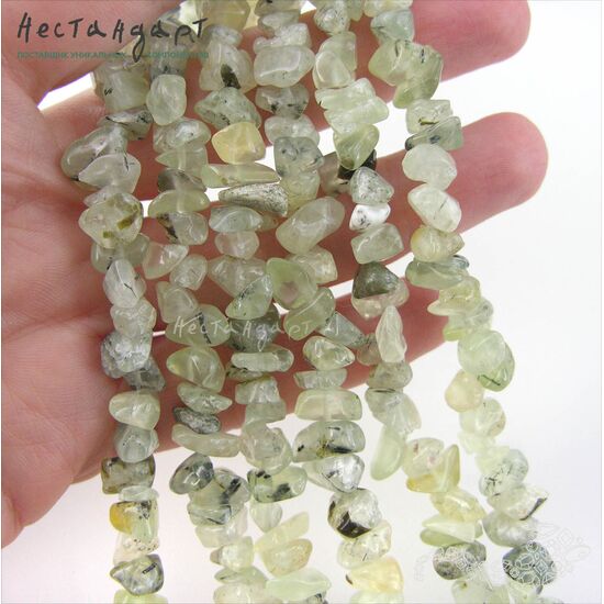 Пренит натуральный галтовка 6-14 мм (нить 20 см), изображение 4