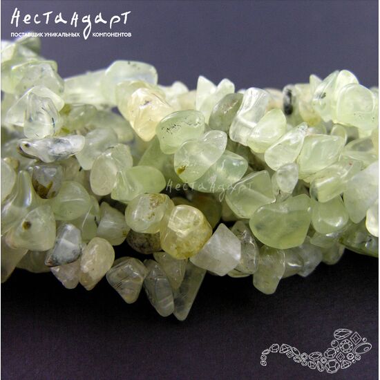 Пренит натуральный галтовка 6-14 мм (нить 20 см), изображение 5