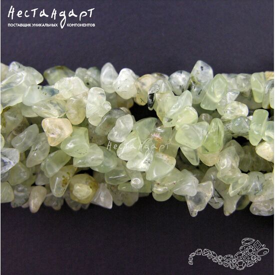 Пренит натуральный галтовка 6-14 мм (нить 20 см), изображение 7