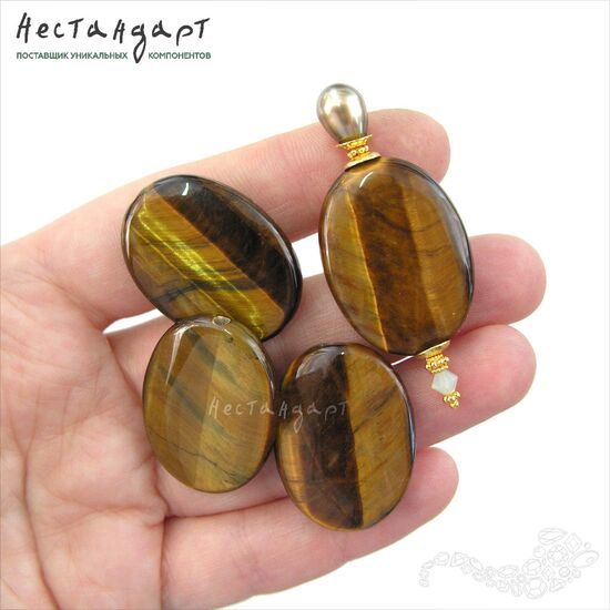 Тигровый глаз натуральный Oval 31х23 мм, изображение 3