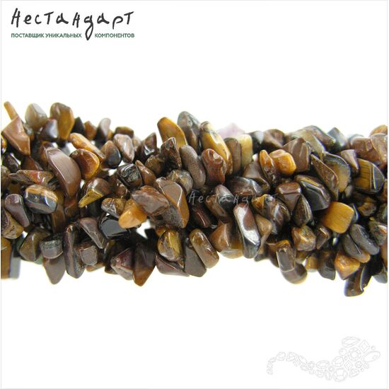 Тигровый глаз натуральный галтовка 4-10 мм (нить 19 см), изображение 3