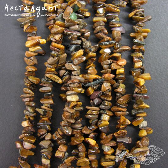 Тигровый глаз натуральный галтовка 4-10 мм (нить 19 см), изображение 4