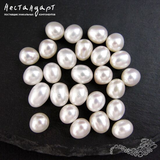 Жемчуг натуральный полусверленный Pear White 9,5-10 мм, изображение 3
