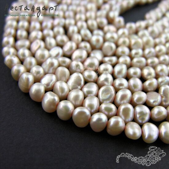 Жемчуг натуральный Rose Nude 6-7 мм (нить 38 см), изображение 3