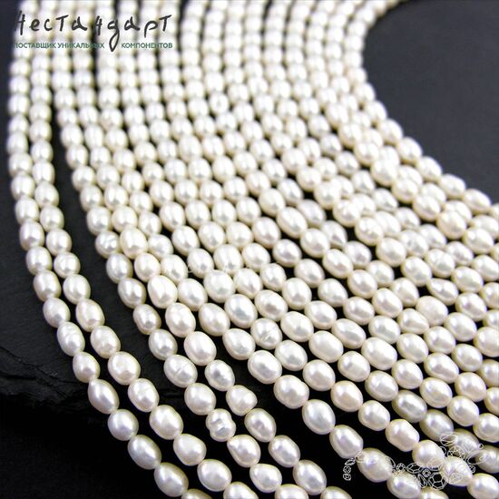 Жемчуг натуральный белый Rice Superb 5 мм (нить 23 см), изображение 4