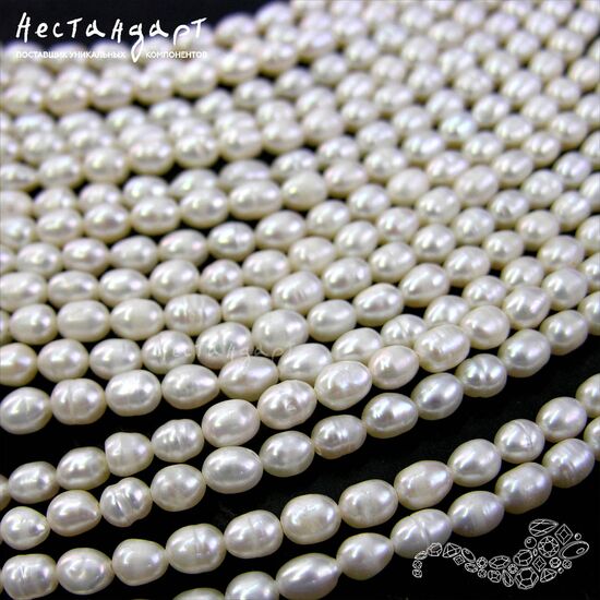 Жемчуг натуральный белый Rice Superb 5 мм (нить 23 см), изображение 6