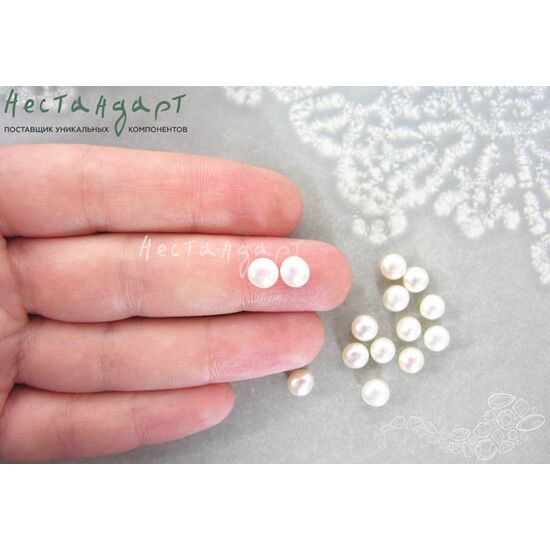 Жемчуг натуральный для пуссет белый 6 мм (уп.10 шт.), изображение 4