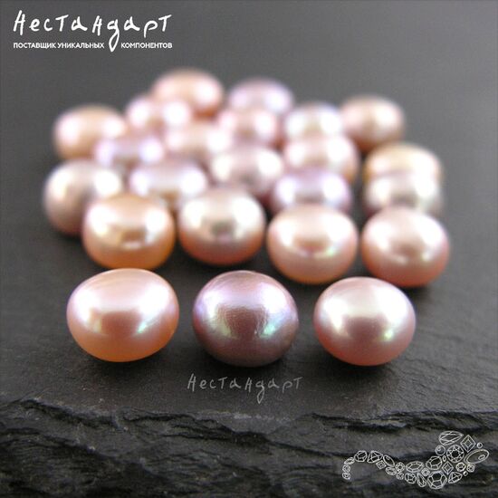 Жемчуг натуральный полусверленный Lavender Pink 8 мм (пара), изображение 2
