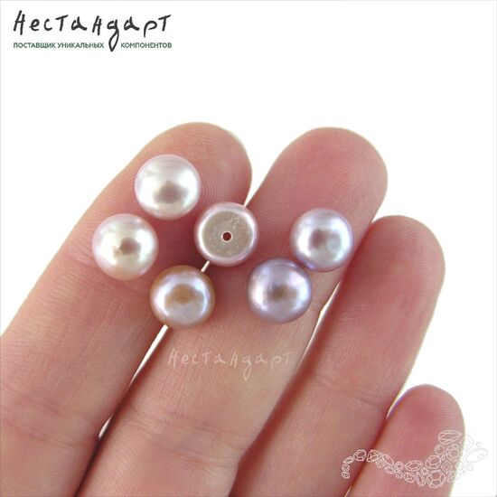 Жемчуг натуральный полусверленный Lavender Pink 8 мм (пара), изображение 3