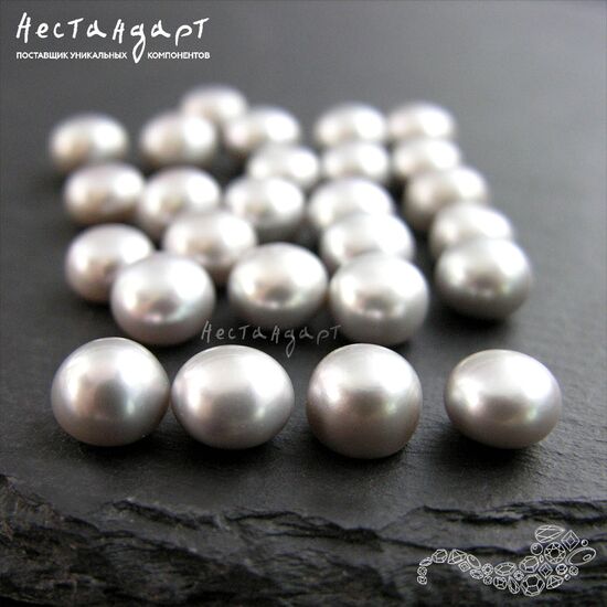 Жемчуг натуральный полусверленный Gray 8-8,5 мм (пара), изображение 2