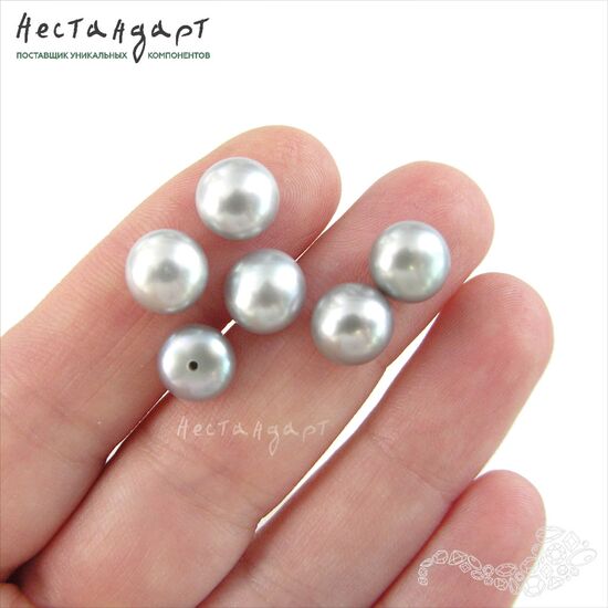 Жемчуг натуральный полусверленный Gray 8-8,5 мм (пара), изображение 3