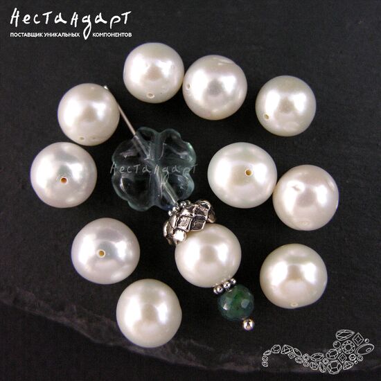 Жемчуг натуральный Sphere White 9-10 мм, изображение 3