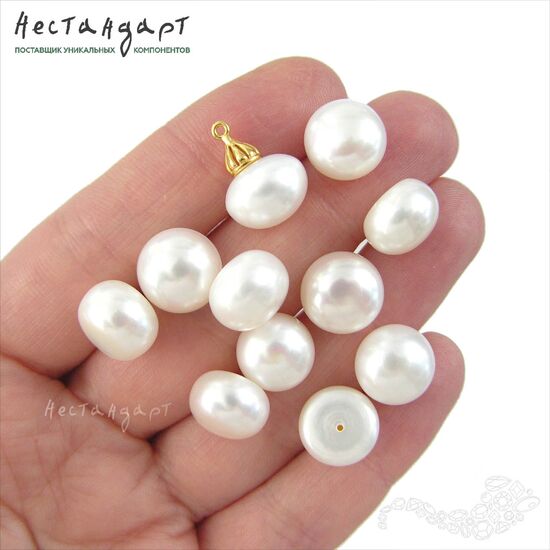Жемчуг натуральный полусверленный White 11,5-12 мм, изображение 3