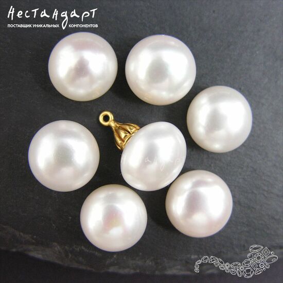Жемчуг натуральный полусверленный White 11,5-12 мм, изображение 4