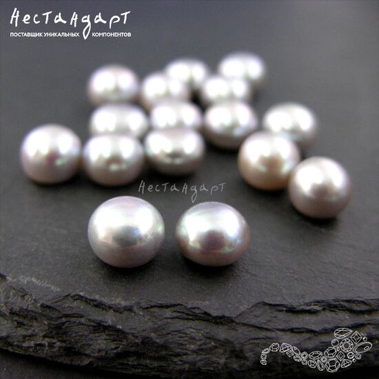 Жемчуг натуральный полусверленный Peacock Gray 8,5-9 мм (пара), изображение 2
